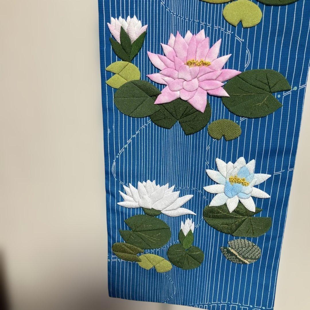 らいおんくま★ちりめん細工　睡蓮の花　押絵タペストリー