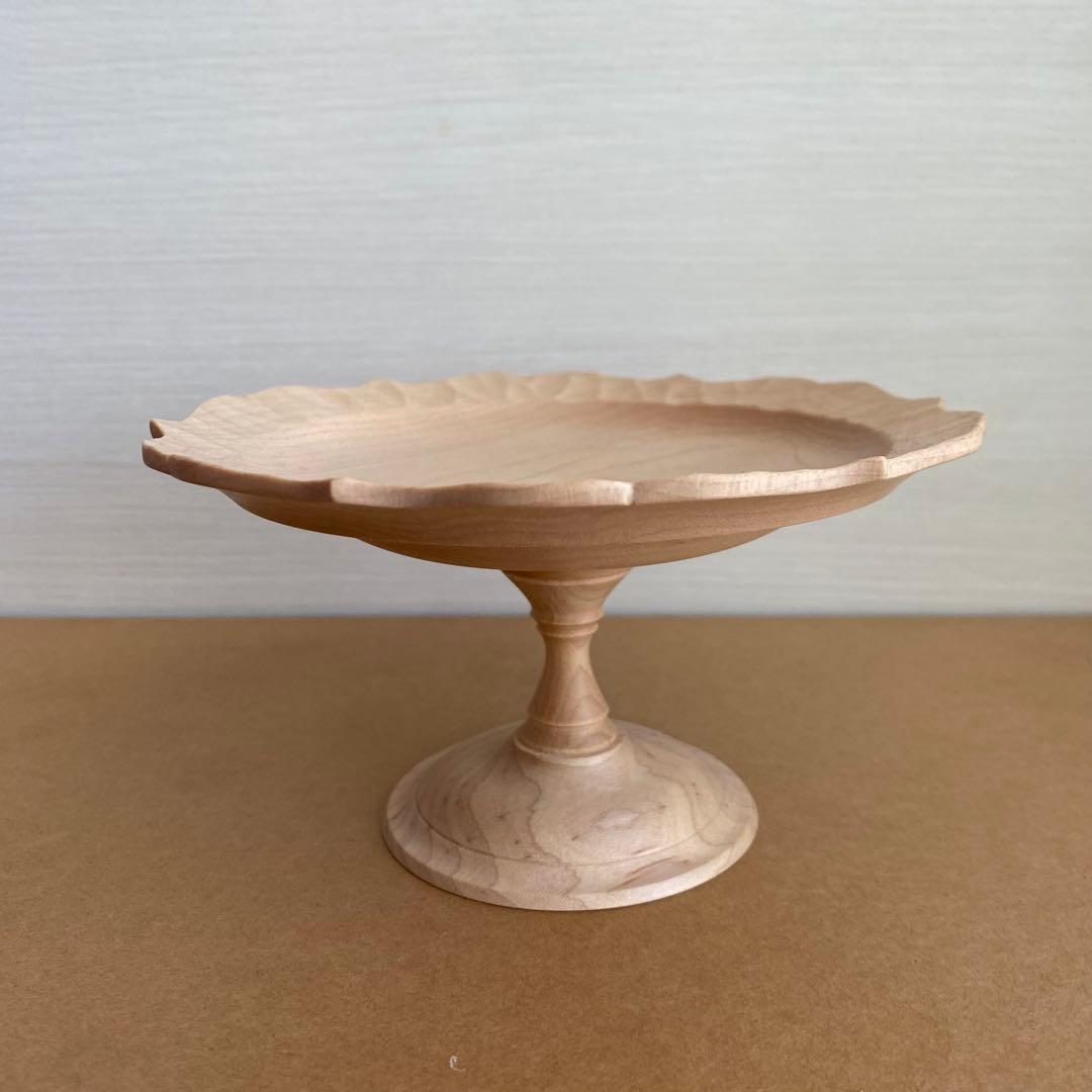 森夏未　花リム　5寸　木製　コンポート　メープル