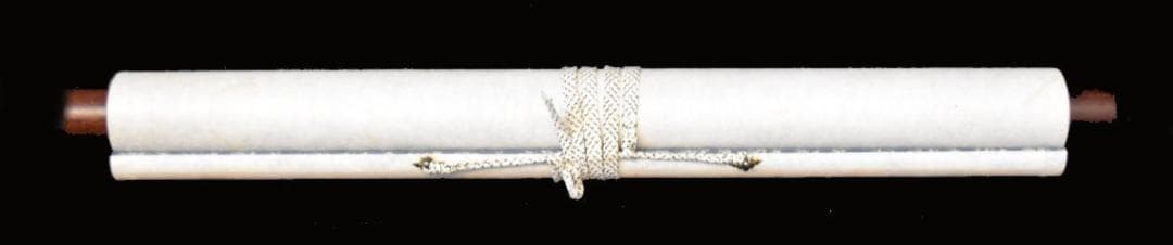 手巻き二行書 お寺 紙本 肉筆 立軸 年代保証 書法 掛け軸古美術WWKK075