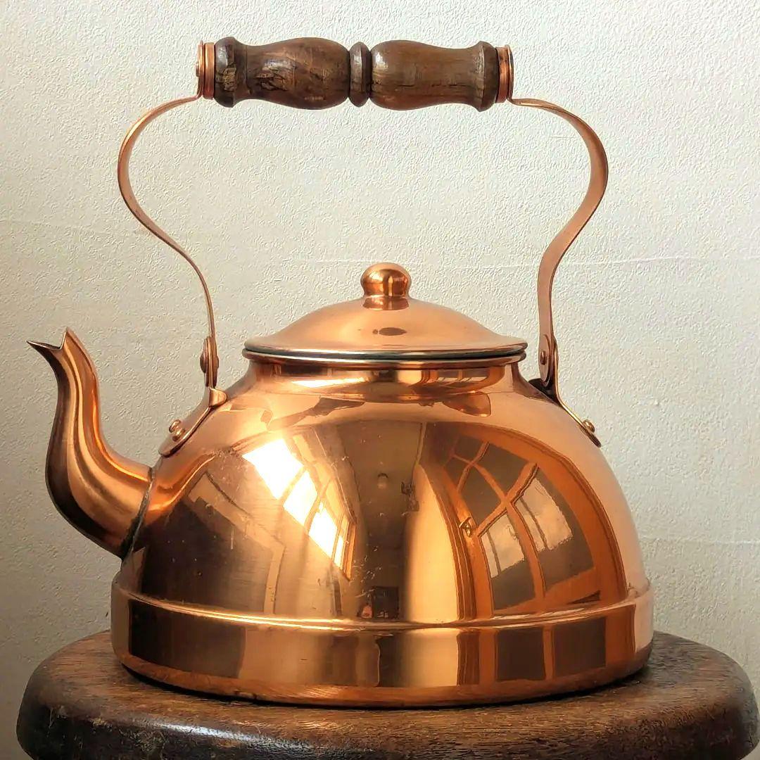 【TAGUS】銅製やかん 木製ハンドル【ポルトガル製】