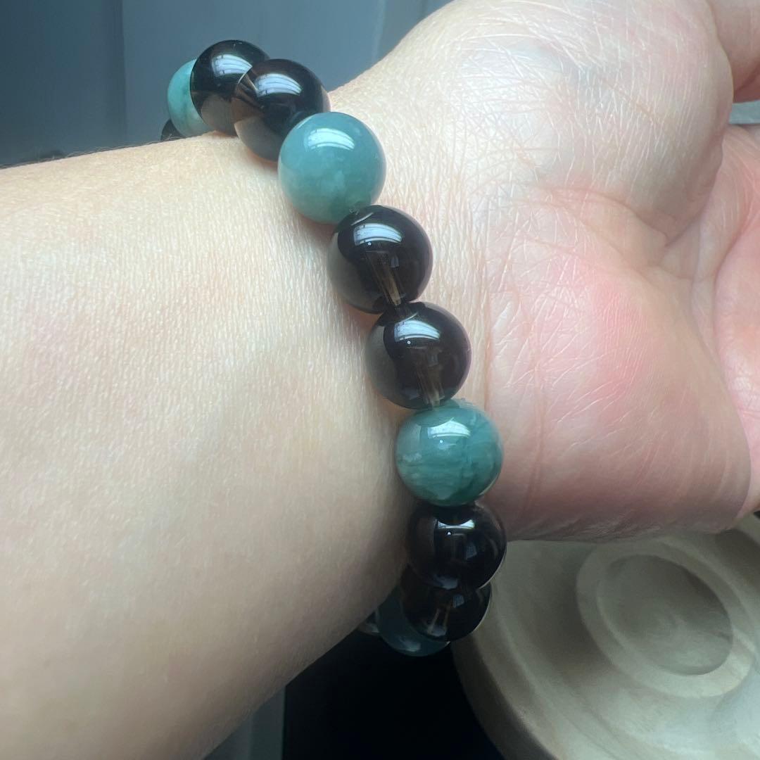 繁栄⭐︎愛情⭐︎幸運⭐︎魔除け⭐︎翡翠&スモーキー&水晶ブレスレット