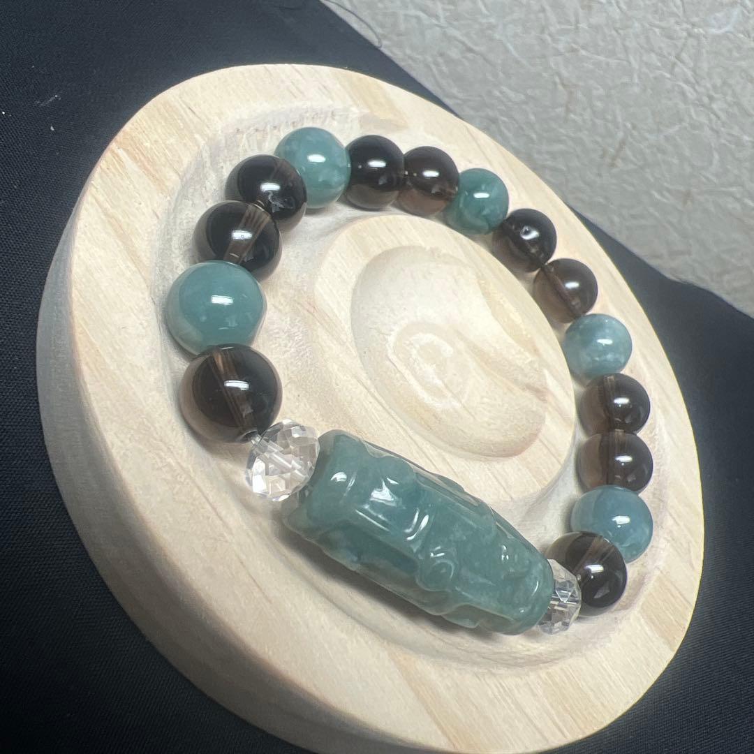 繁栄⭐︎愛情⭐︎幸運⭐︎魔除け⭐︎翡翠&スモーキー&水晶ブレスレット