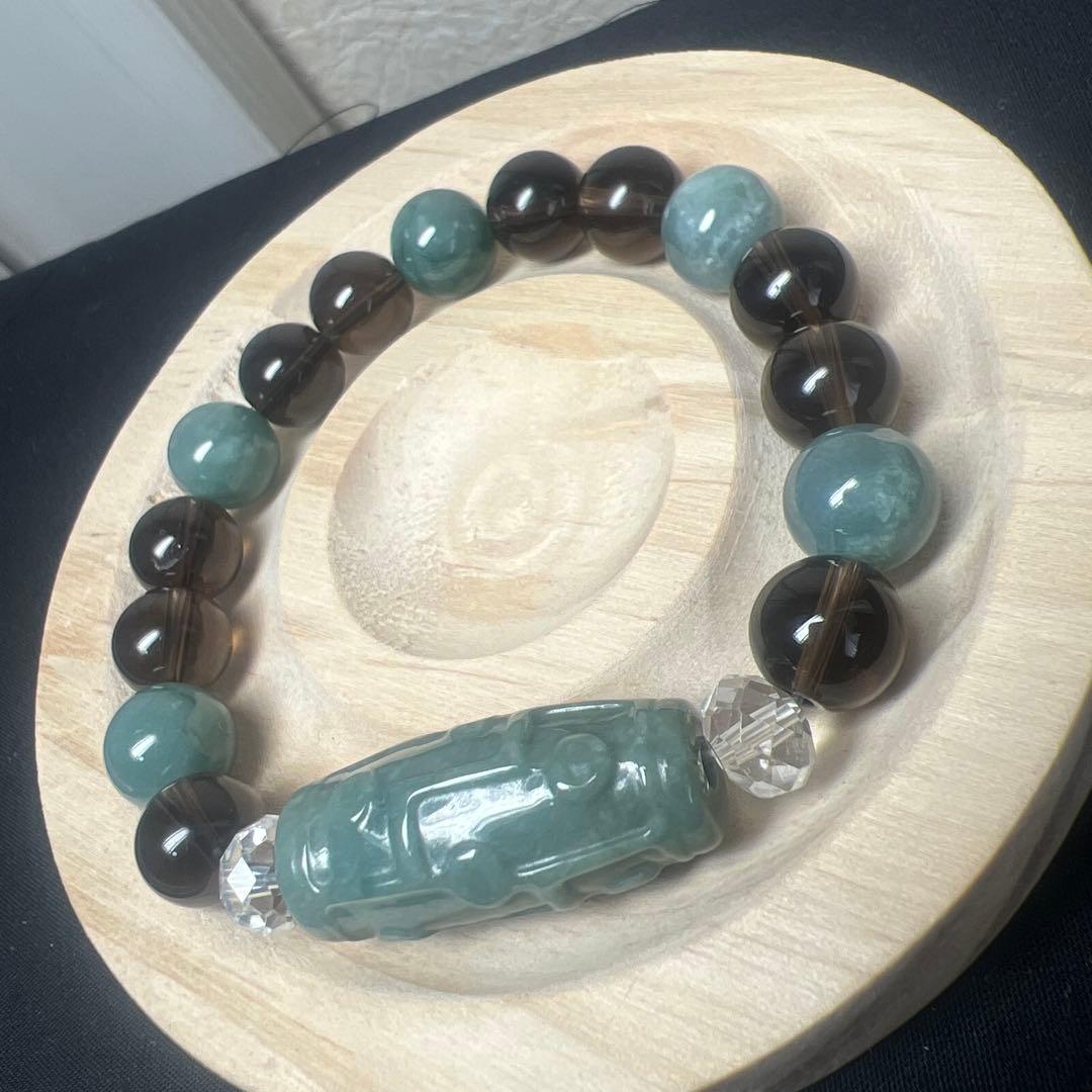 繁栄⭐︎愛情⭐︎幸運⭐︎魔除け⭐︎翡翠&スモーキー&水晶ブレスレット
