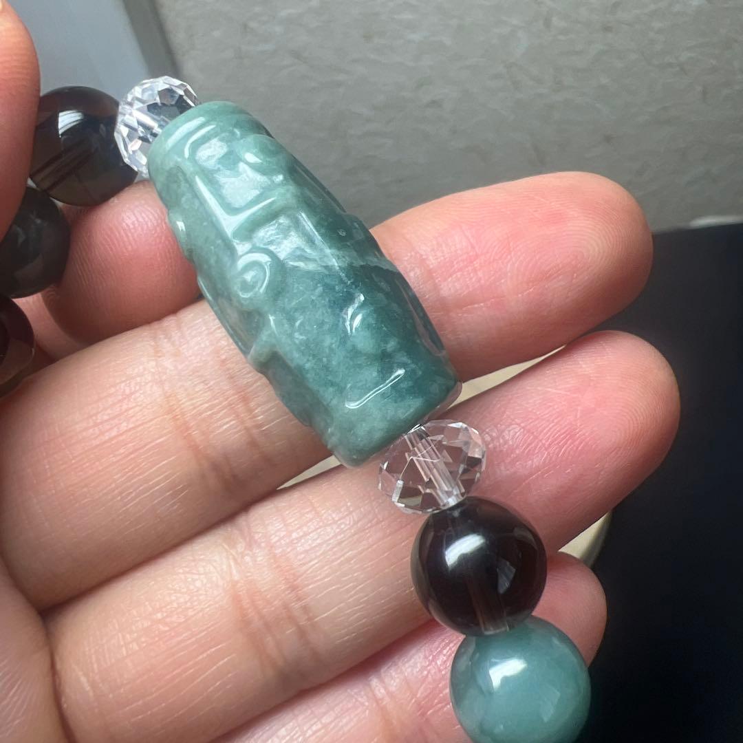 繁栄⭐︎愛情⭐︎幸運⭐︎魔除け⭐︎翡翠&スモーキー&水晶ブレスレット