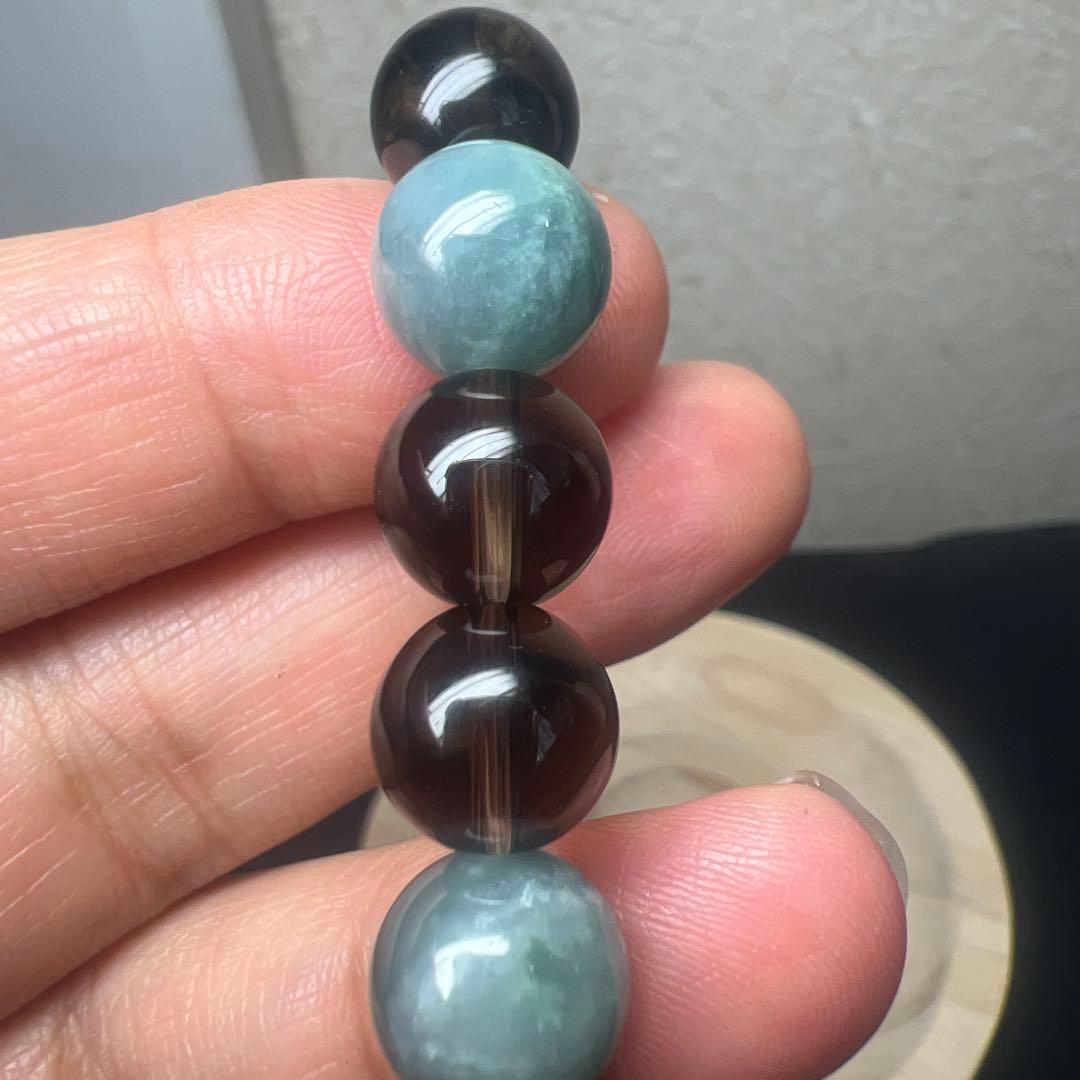 繁栄⭐︎愛情⭐︎幸運⭐︎魔除け⭐︎翡翠&スモーキー&水晶ブレスレット