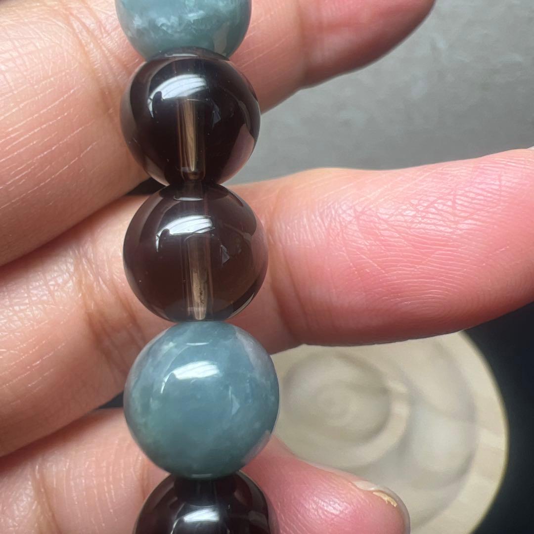 繁栄⭐︎愛情⭐︎幸運⭐︎魔除け⭐︎翡翠&スモーキー&水晶ブレスレット