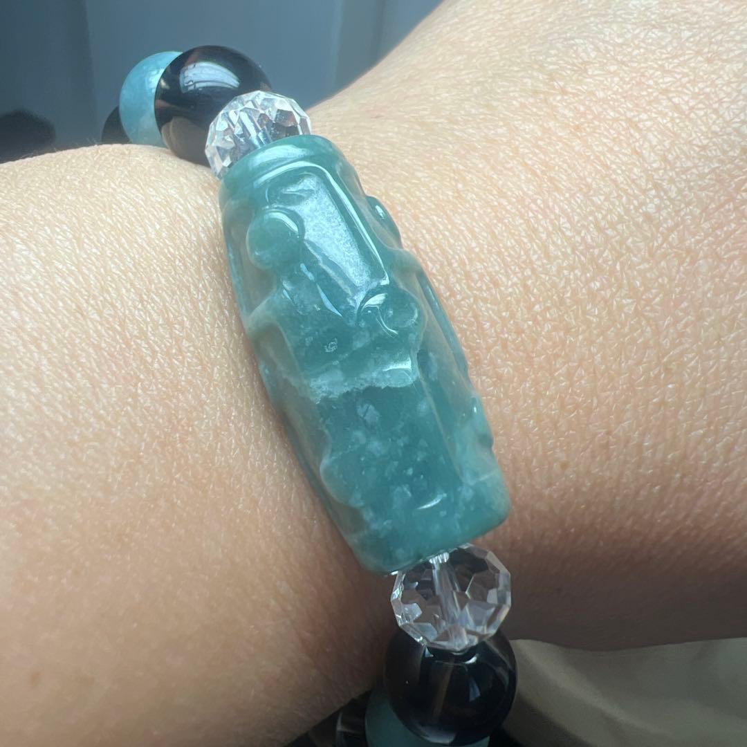 繁栄⭐︎愛情⭐︎幸運⭐︎魔除け⭐︎翡翠&スモーキー&水晶ブレスレット