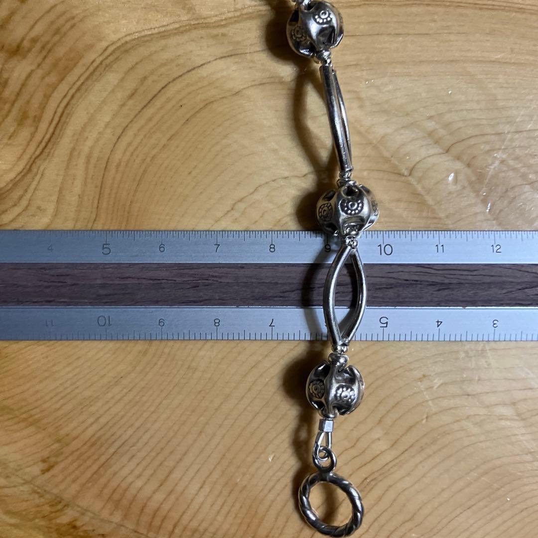 カレンシルバー　ブレスレット　ロータス＆カーブビーズ17.5cm