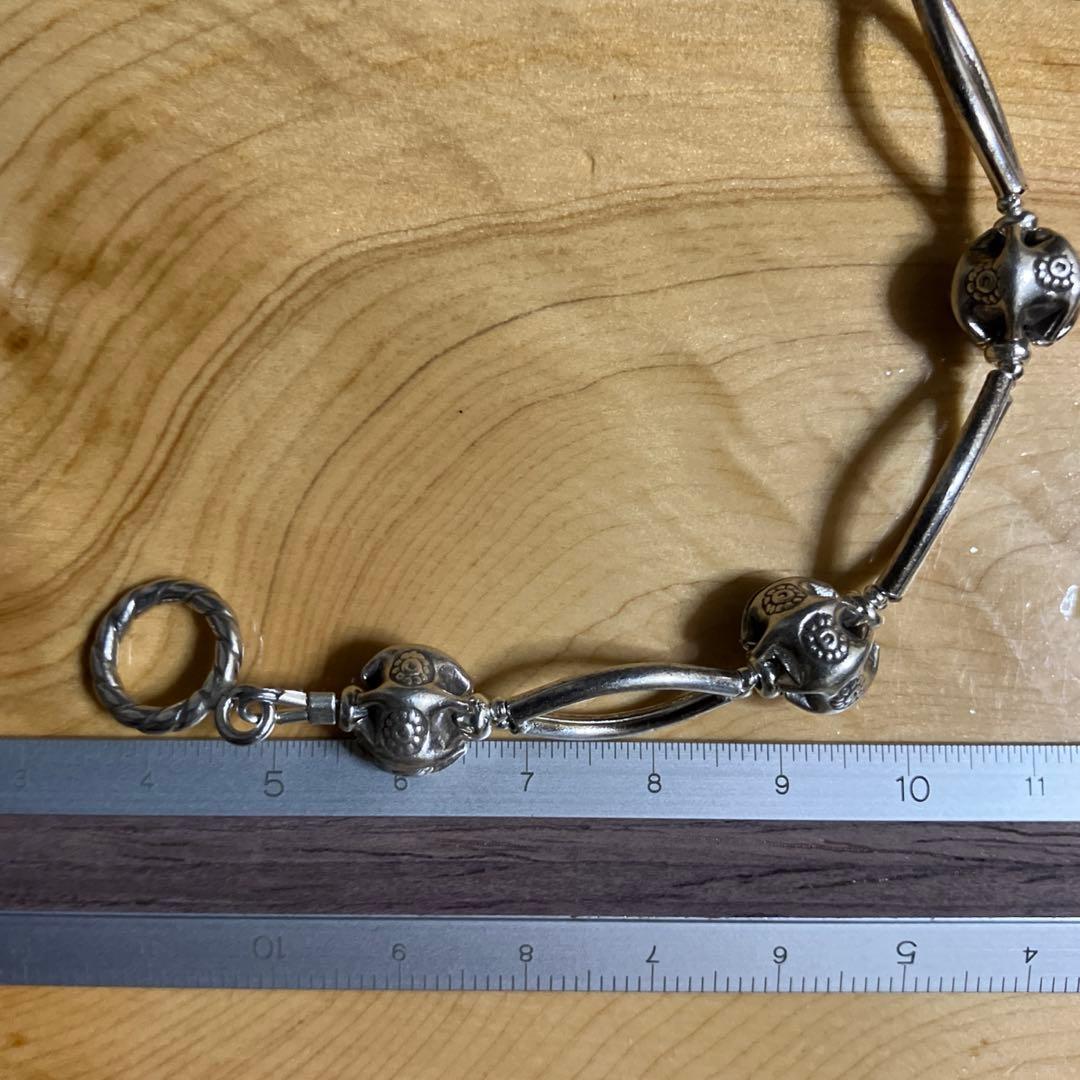 カレンシルバー　ブレスレット　ロータス＆カーブビーズ17.5cm