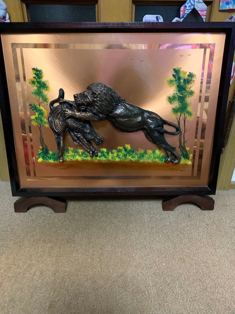 ライオン3D銅レリーフアート　モチーフJohn Louw ライオン