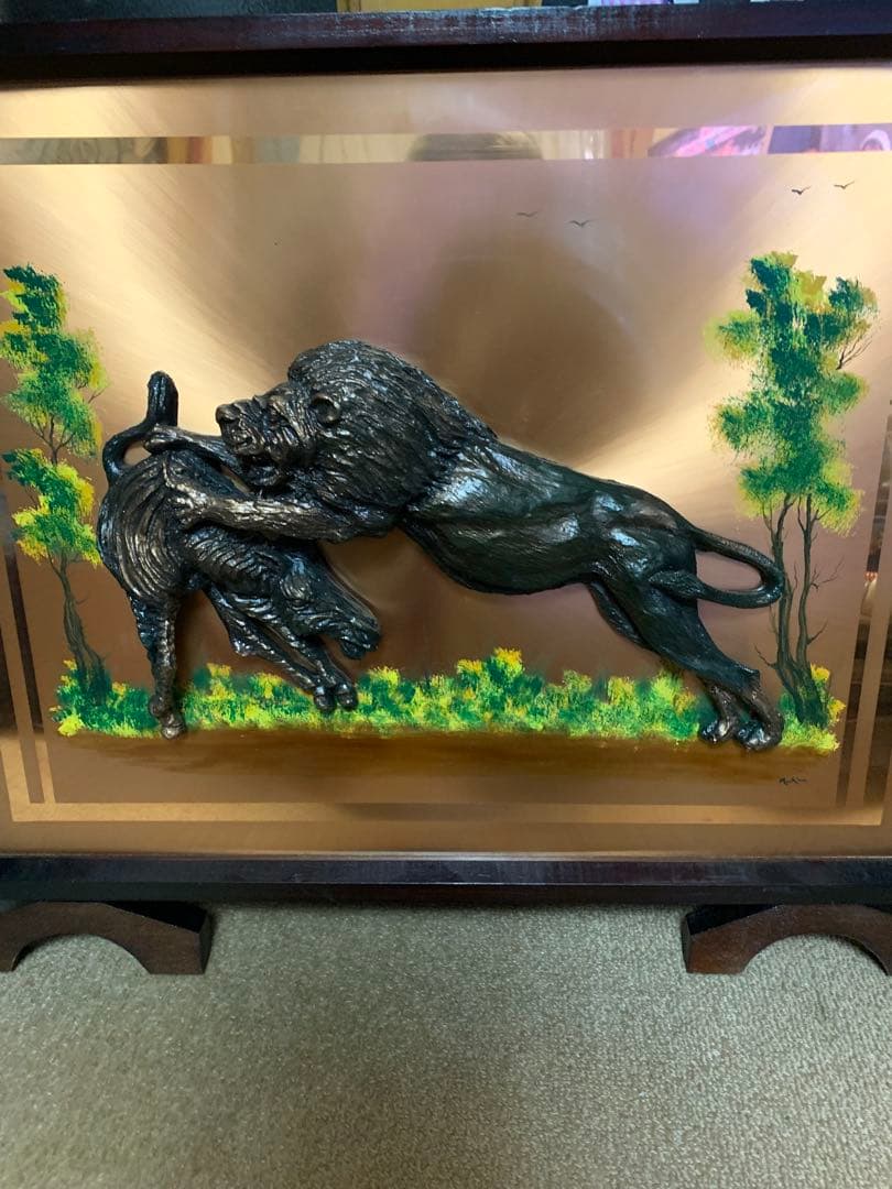 ライオン3D銅レリーフアート　モチーフJohn Louw ライオン