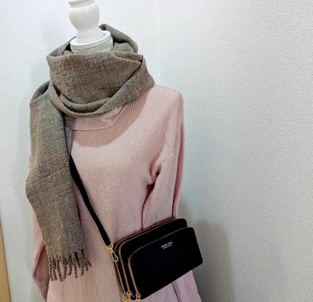 【安心のメルカリ便】手紬糸で作成した落ち着いた風合いのハンドメイドマフラー