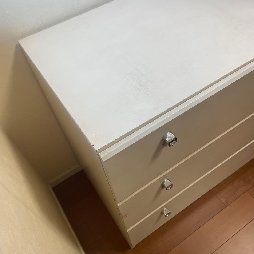 【最終セール中☆もうすぐ処分】ホワイト木製チェスト 3段