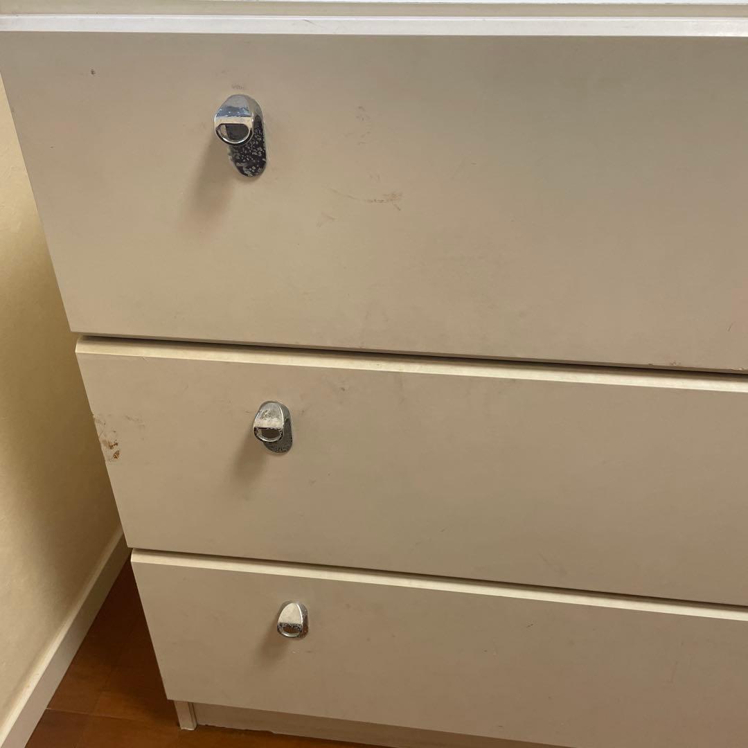 【最終セール中☆もうすぐ処分】ホワイト木製チェスト 3段