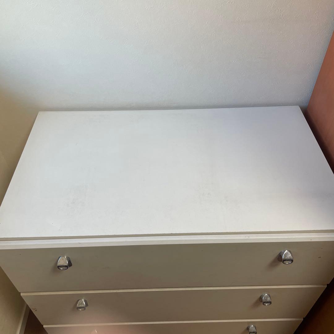 【最終セール中☆もうすぐ処分】ホワイト木製チェスト 3段