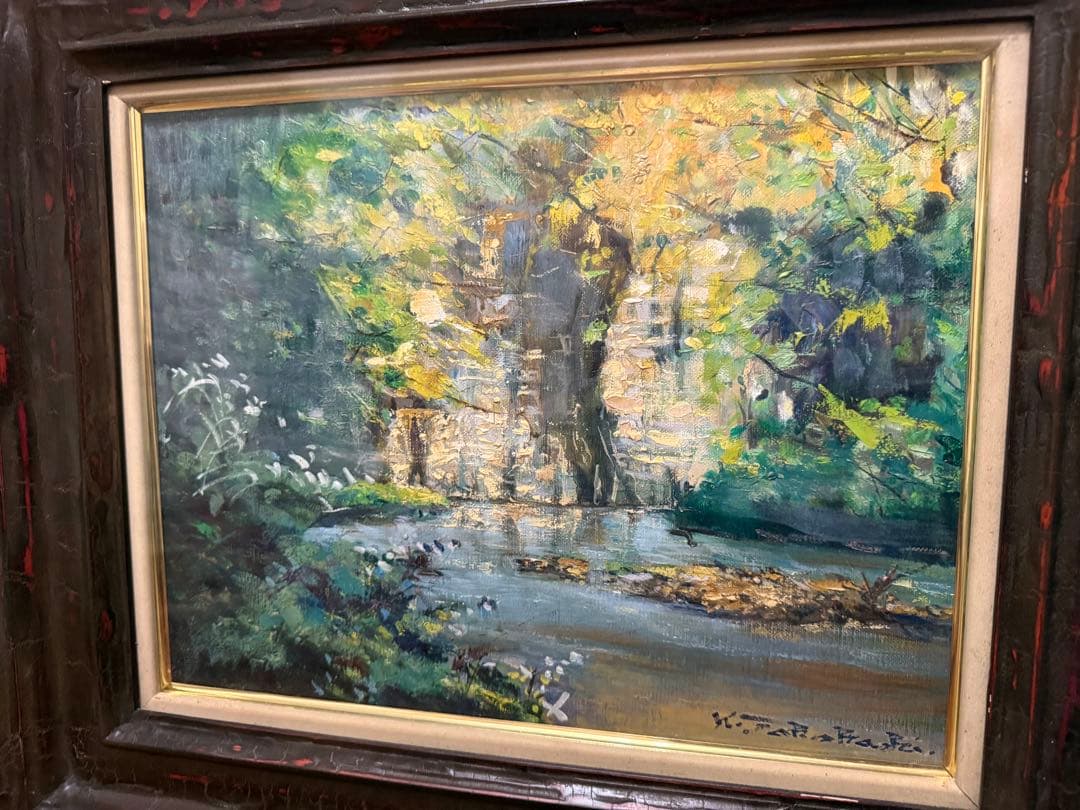 100.「清流の奥入瀬」髙橋一善 油絵