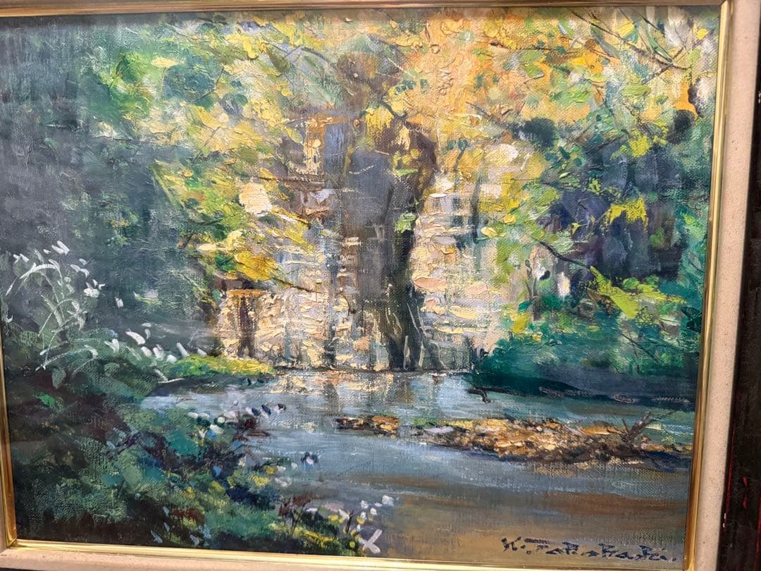 100.「清流の奥入瀬」髙橋一善 油絵