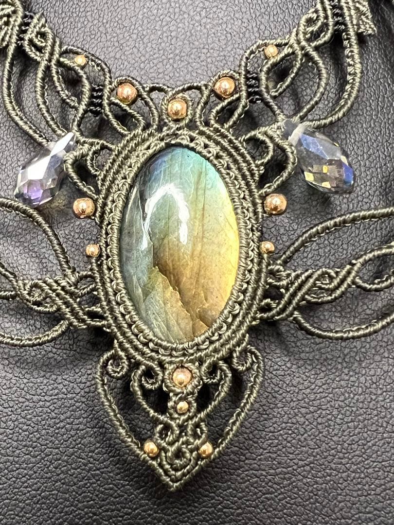 ラブラドライト マクラメジュエリー｜天然石ネックレス ピアス