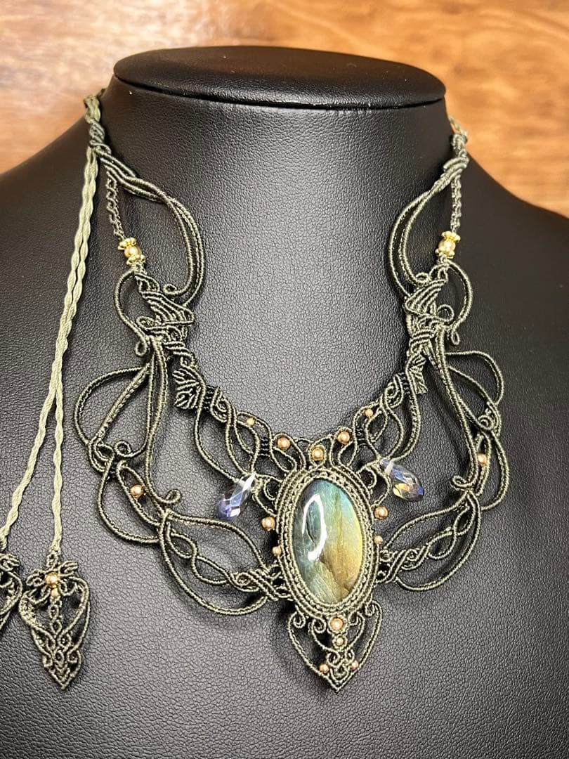 ラブラドライト マクラメジュエリー｜天然石ネックレス ピアス