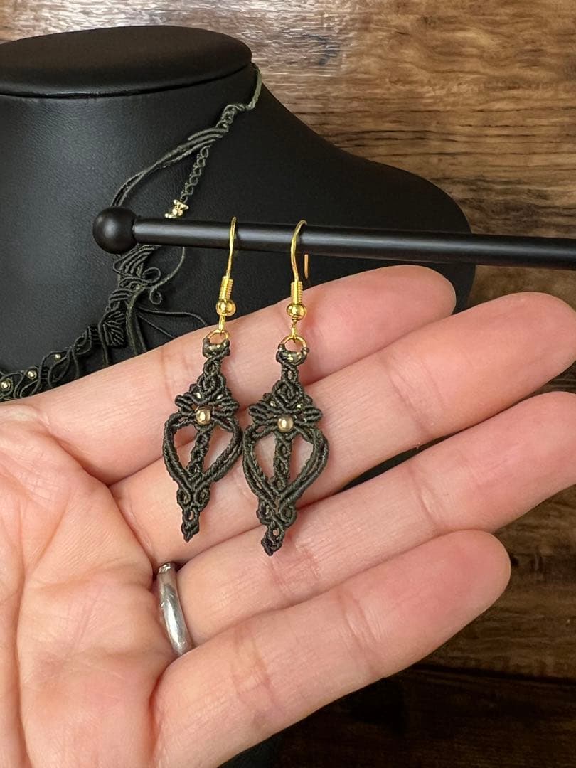 ラブラドライト マクラメジュエリー｜天然石ネックレス ピアス