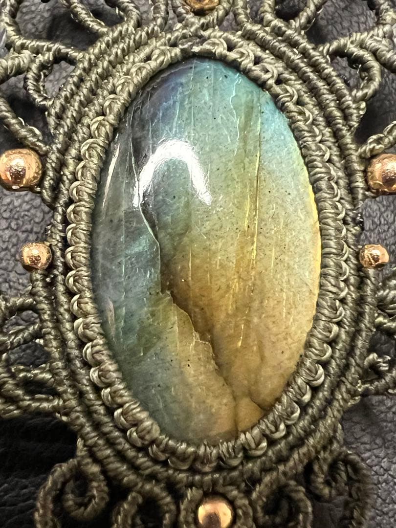 ラブラドライト マクラメジュエリー｜天然石ネックレス ピアス