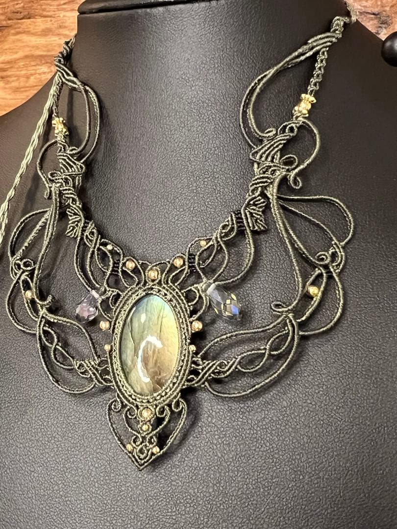 ラブラドライト マクラメジュエリー｜天然石ネックレス ピアス