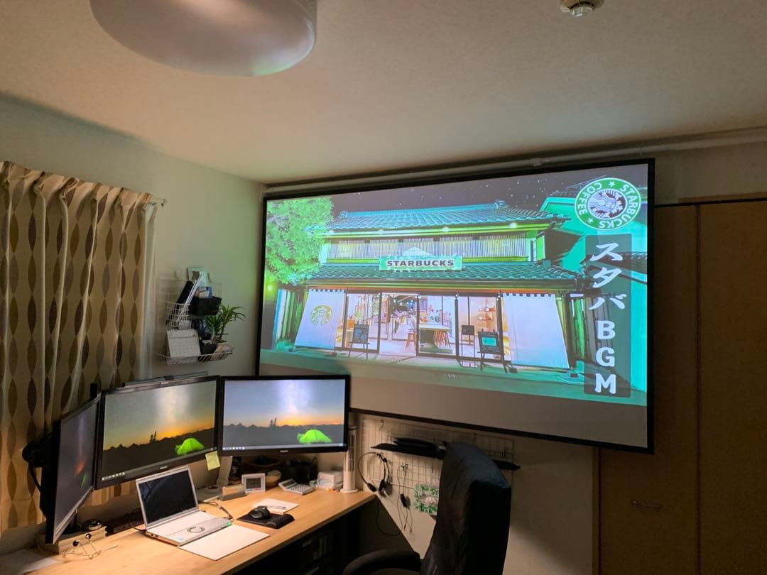 90インチ 4K プロジェクタースクリーン 自立式＆壁面取付式＆天井吊り下げ式