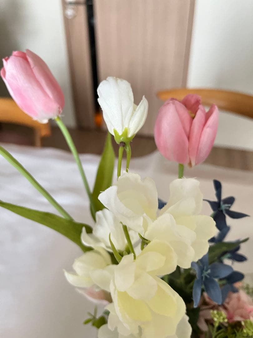 ハンドメイドアーティフィシャルフラワー　スプリングチューリップアレンジ⑨