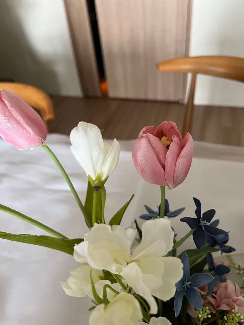 ハンドメイドアーティフィシャルフラワー　スプリングチューリップアレンジ⑨