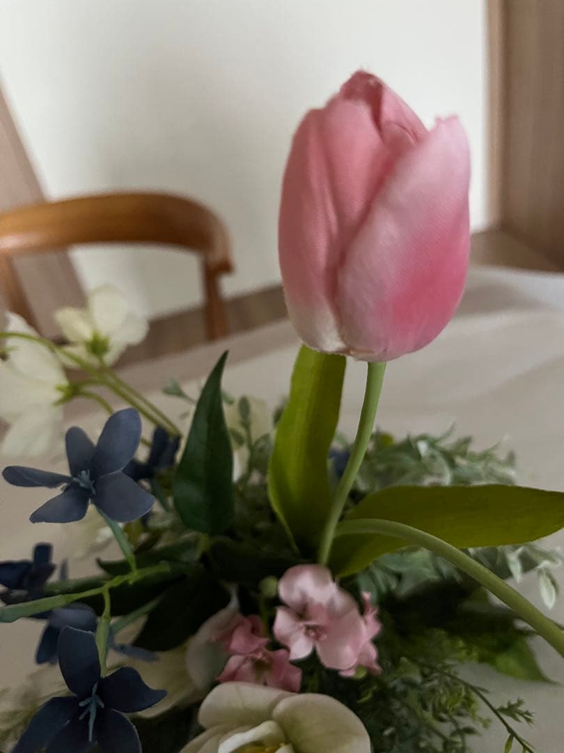 ハンドメイドアーティフィシャルフラワー　スプリングチューリップアレンジ⑨