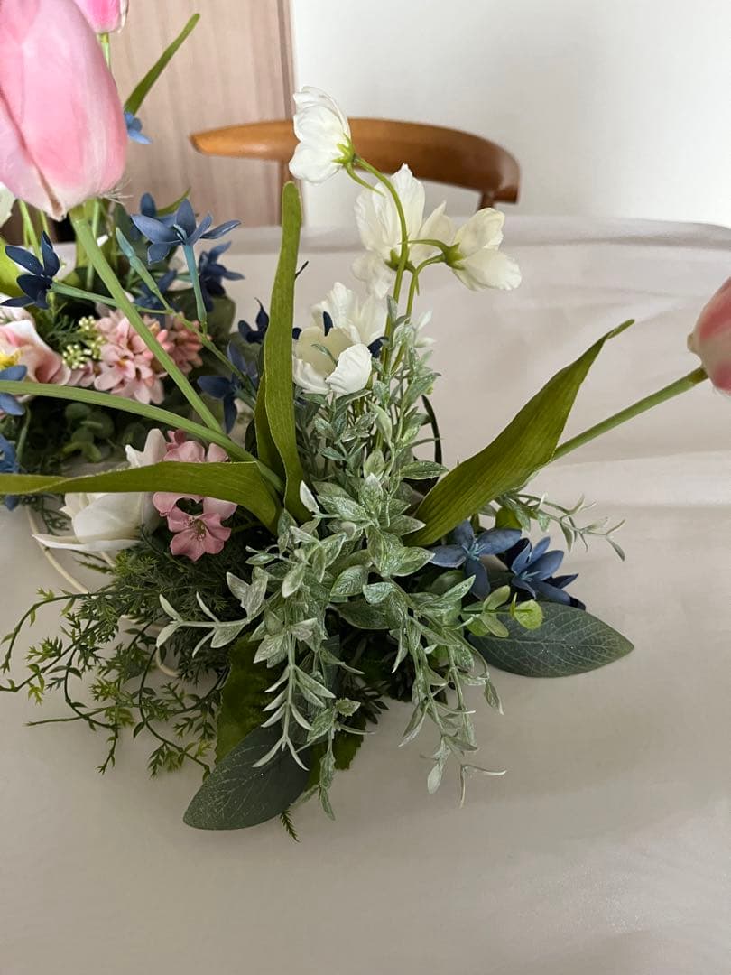 ハンドメイドアーティフィシャルフラワー　スプリングチューリップアレンジ⑨