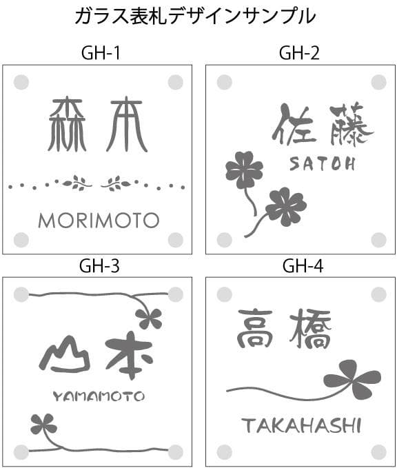 150サイズ・クリアーガラス表札・オーダーメイド