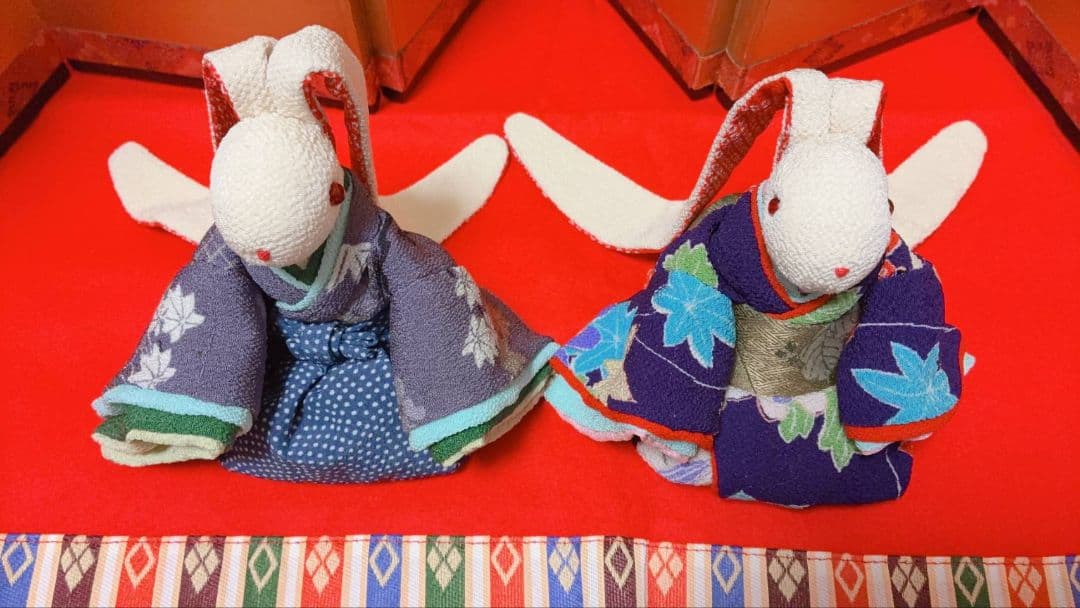 お雛様風、うさぎのちりめん人形