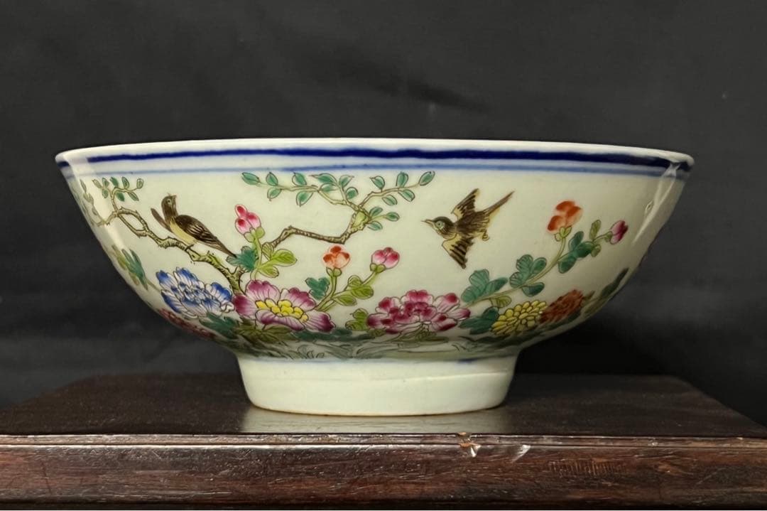 【倉庫整理品】中国古美術　清時代五彩花卉文茶碗【大清光緒年製】在銘/BL:0-7