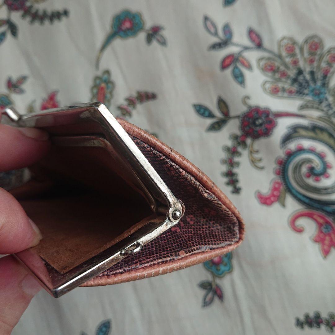 ヘビ柄ブラウンレザーがま口財布