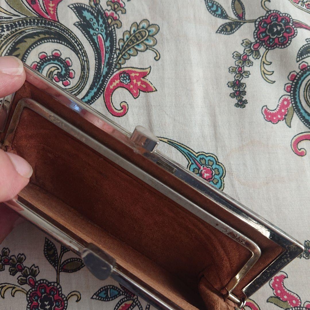 ヘビ柄ブラウンレザーがま口財布