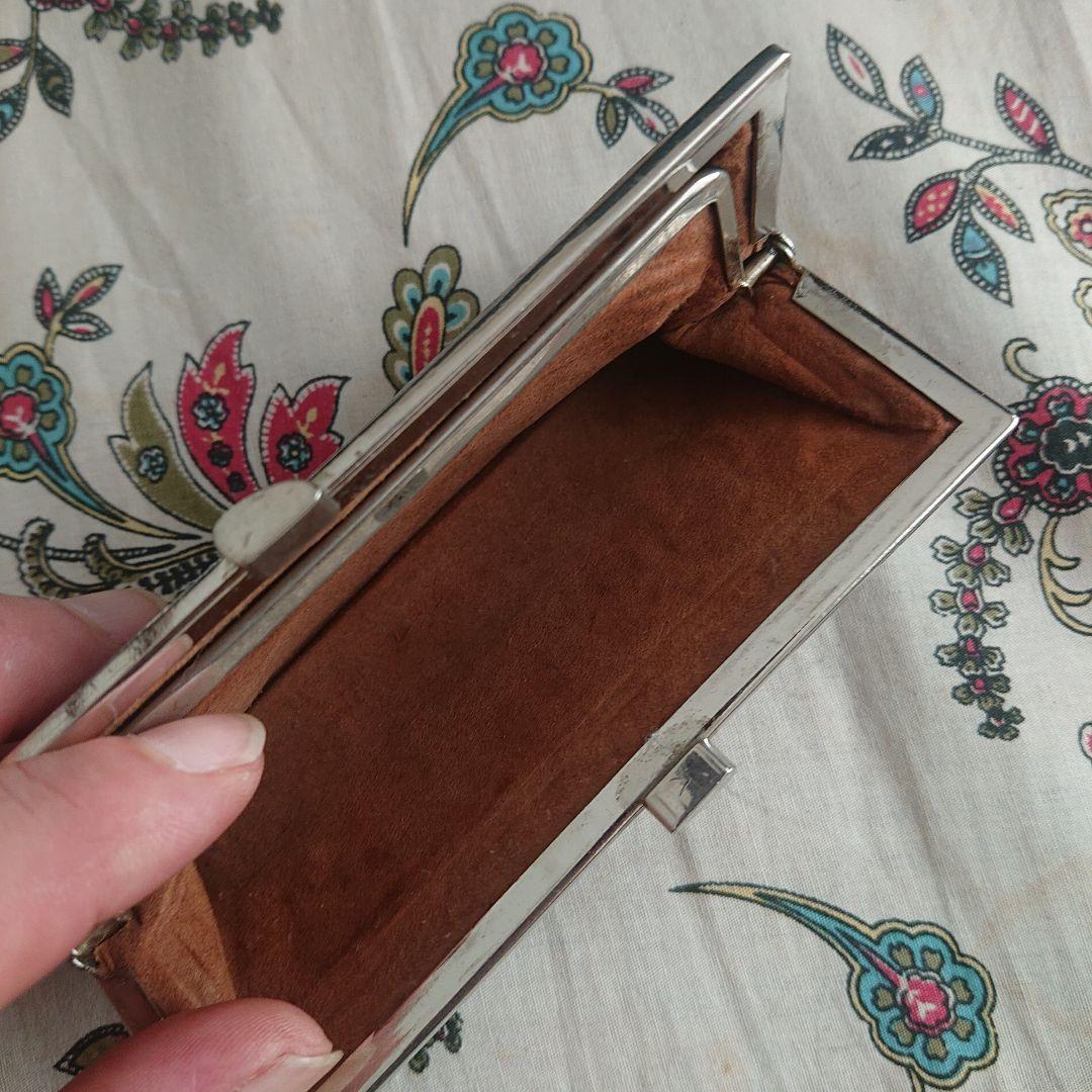 ヘビ柄ブラウンレザーがま口財布