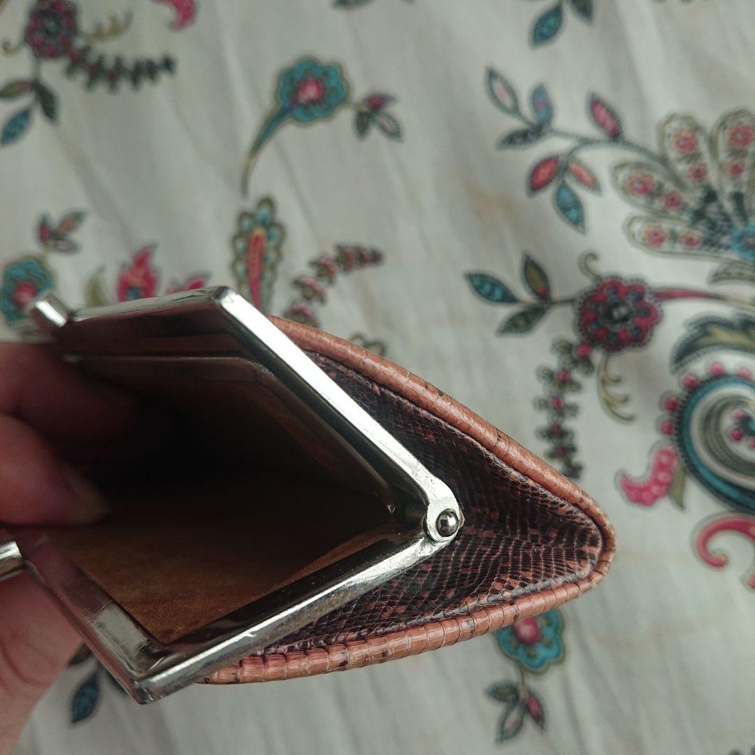 ヘビ柄ブラウンレザーがま口財布