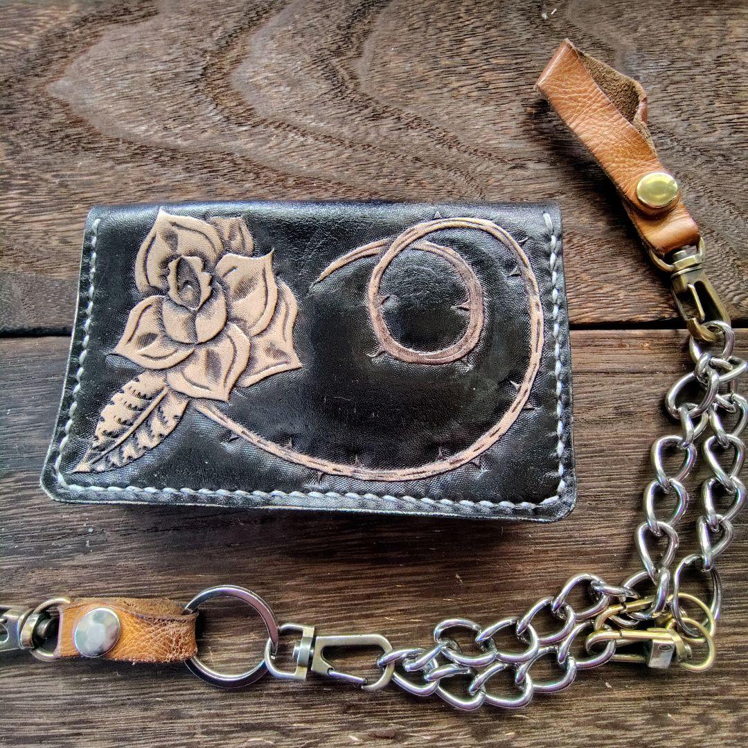 ミドルサイズ トラッカーウォレット バラ