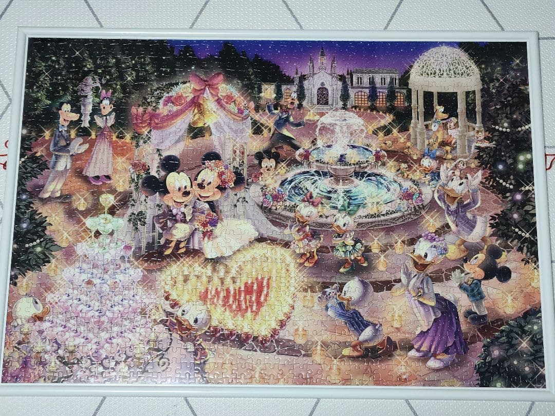 【完成品】ディズニー パズル ウエディング 1000ピース セット ミッキーミニ