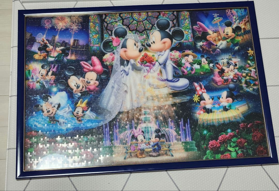 【完成品】ディズニー パズル ウエディング 1000ピース セット ミッキーミニ