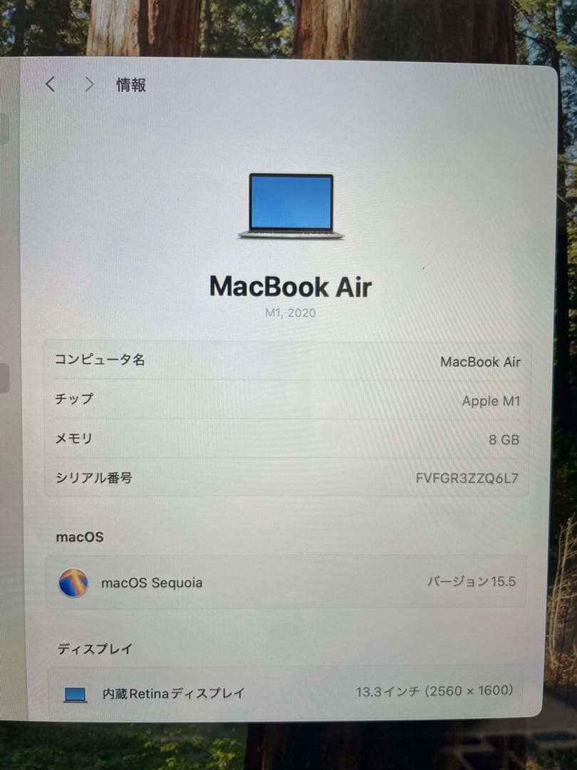 Apple 2020 MacBook Air M1 13インチ8GB 256GB