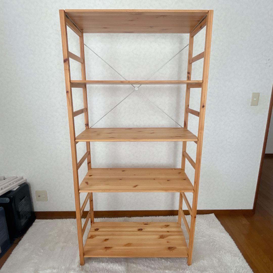 美品】無印 パイン材ユニットシェルフ 5段 ラック86×39.5×175.5cm