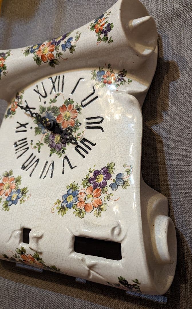 陶器 アンティーク 壁掛け時計  ☆時計機能不可☆