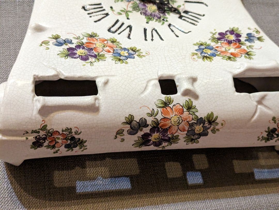 陶器 アンティーク 壁掛け時計  ☆時計機能不可☆