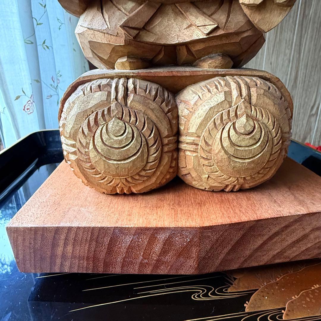 2240様感謝‼️春‼️強運のフィギュリン大黒像布袋　在銘　山本力吉　作台座付