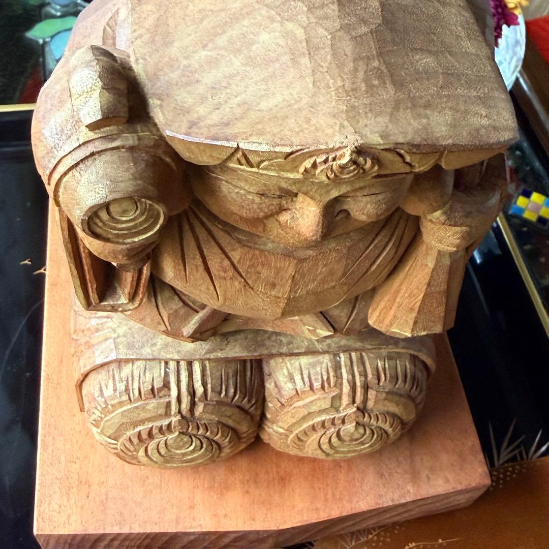 2240様感謝‼️春‼️強運のフィギュリン大黒像布袋　在銘　山本力吉　作台座付