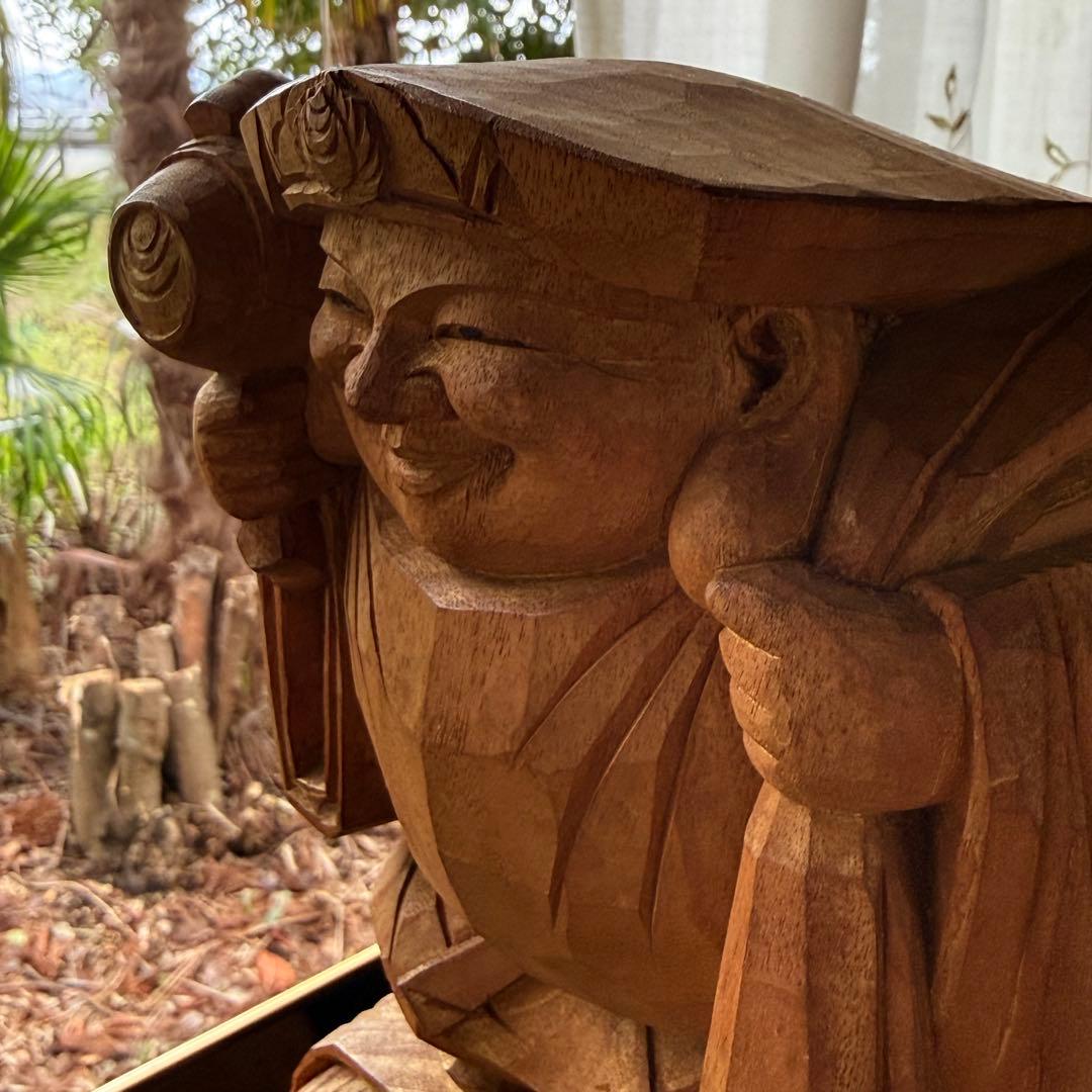 2240様感謝‼️春‼️強運のフィギュリン大黒像布袋　在銘　山本力吉　作台座付