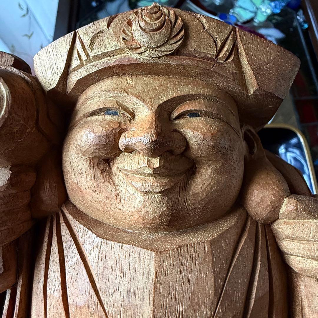 2240様感謝‼️春‼️強運のフィギュリン大黒像布袋　在銘　山本力吉　作台座付