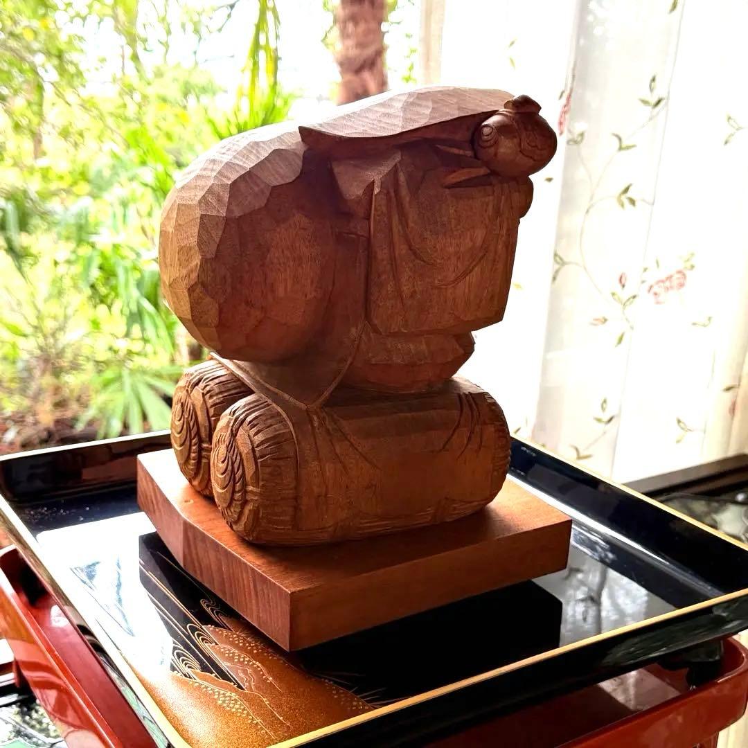 2240様感謝‼️春‼️強運のフィギュリン大黒像布袋　在銘　山本力吉　作台座付